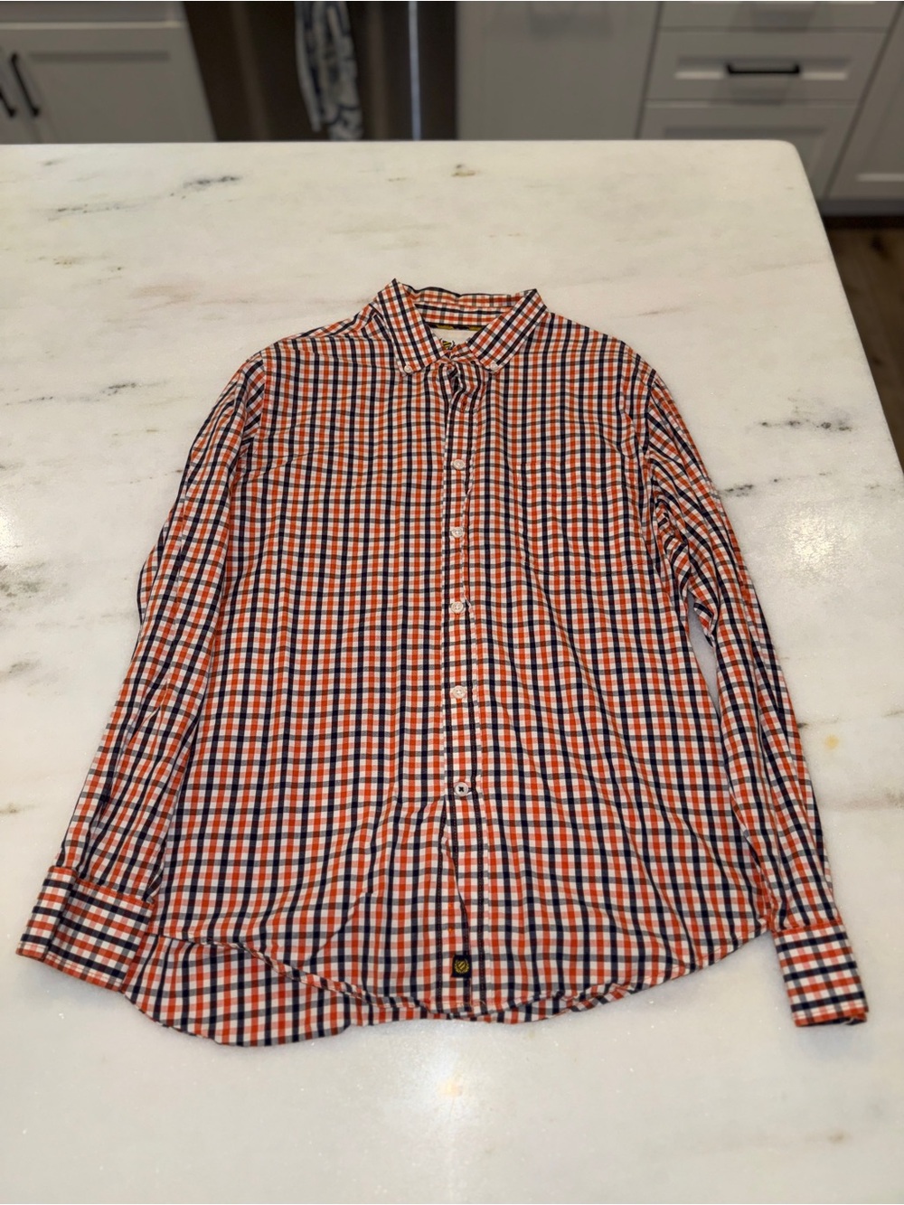 Club Room Orange and Blue Checked Button-Down Shirt